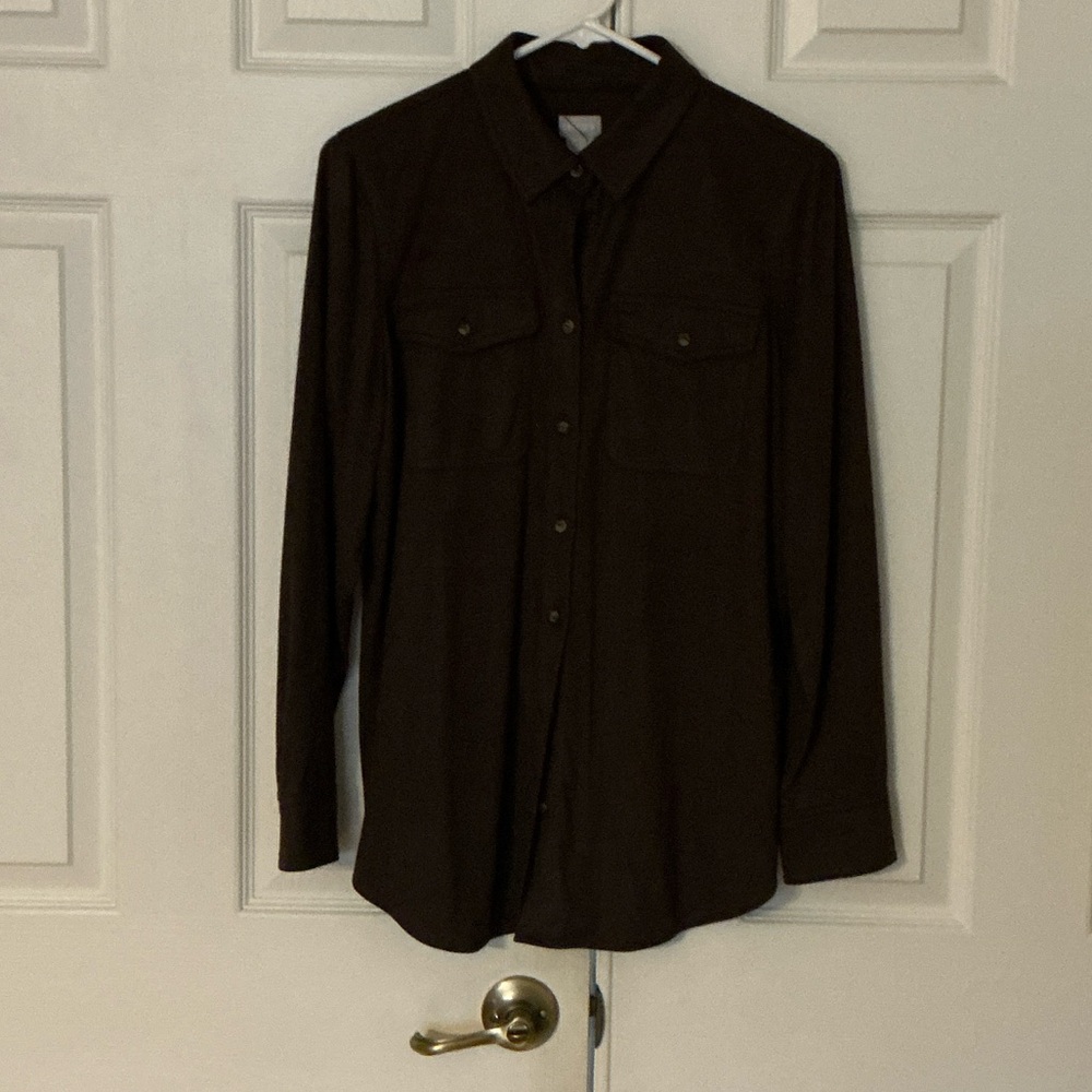 Chico's Rich Brown Button-Down Shirt